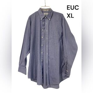 EUC Men’s Meeting Street Blue & White Plaid Buttoned Dress Shirt Size 16.5 32/33